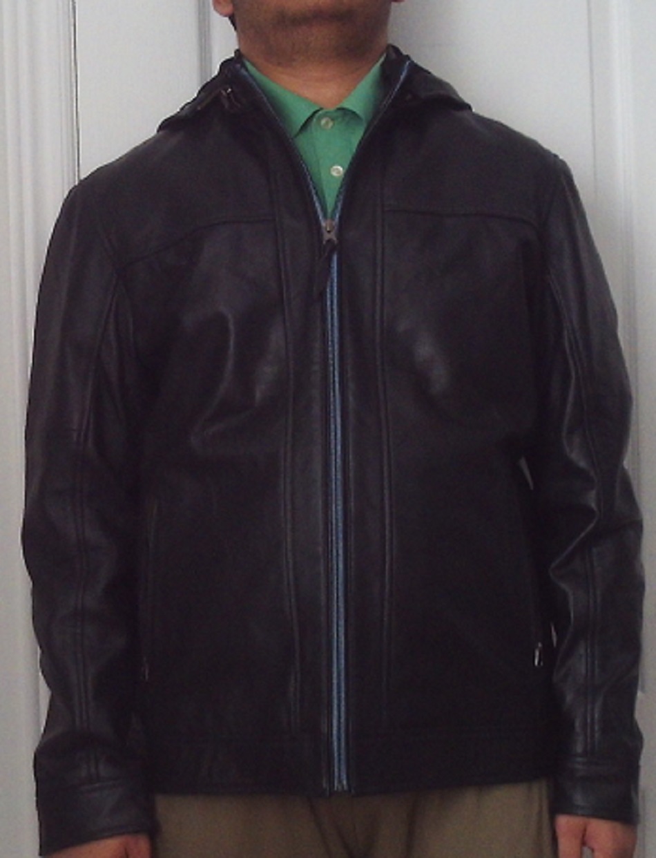 Black Hoodie Genuine Leather Stylish Jacket