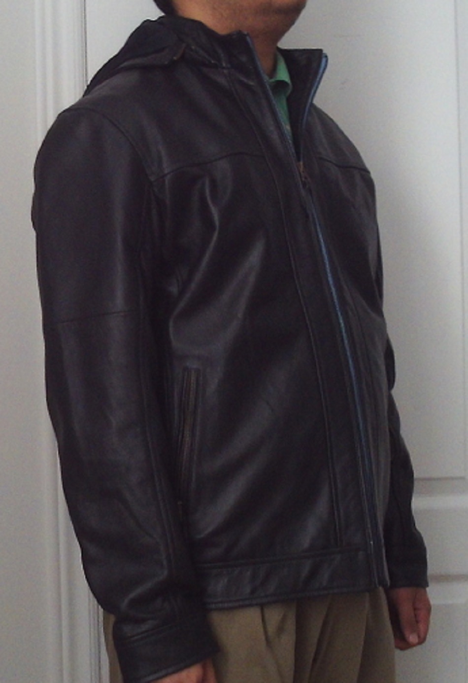 Black Hoodie Genuine Leather Stylish Jacket