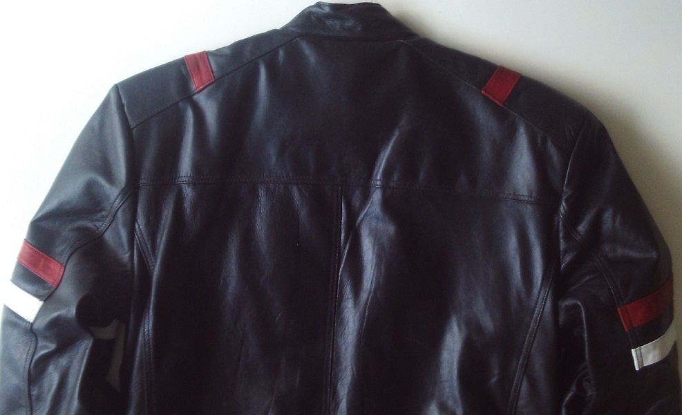Genuine Leather Red and White Stripes Jacket