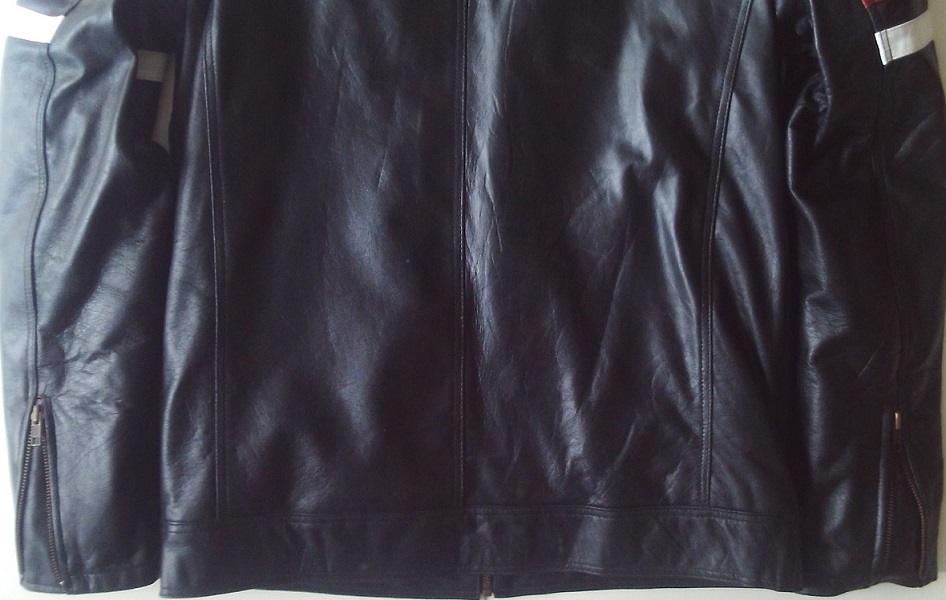 Genuine Leather Red and White Stripes Jacket