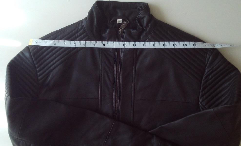 Black Shoulder Pad Stripes Genuine Leather Jacket Small Medium Size