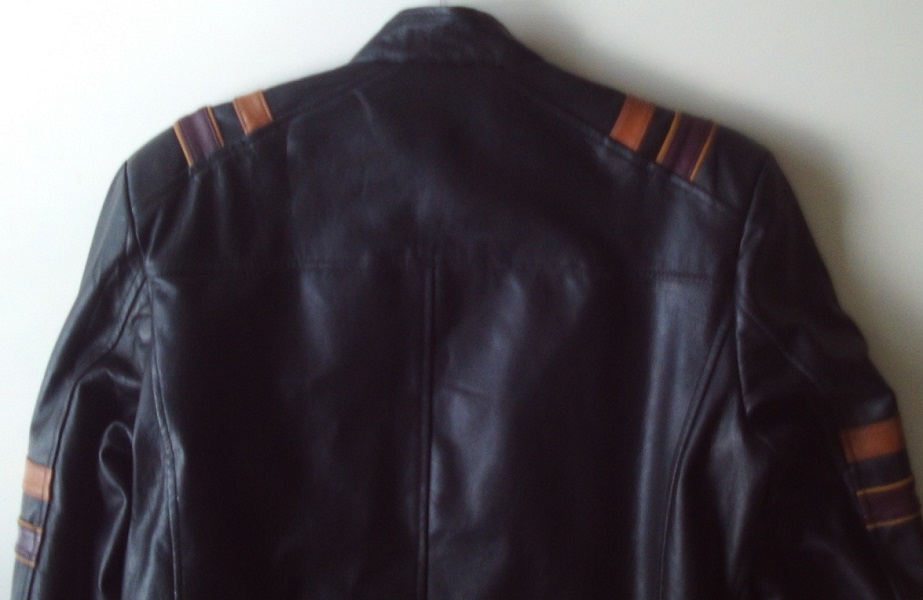 Black Tan and Brown Stripes Genuine Leather Jacket Small Medium Size
