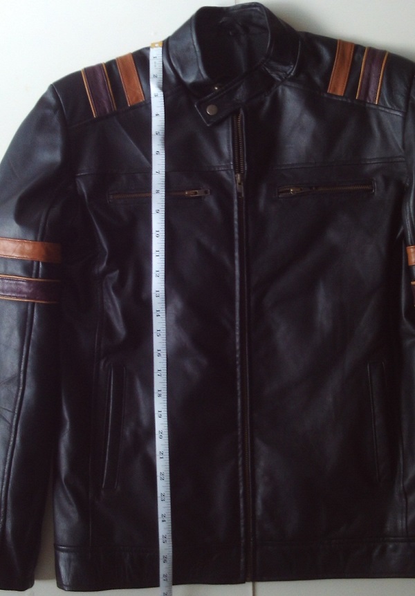 Black Tan and Brown Stripes Genuine Leather Jacket Small Medium Size