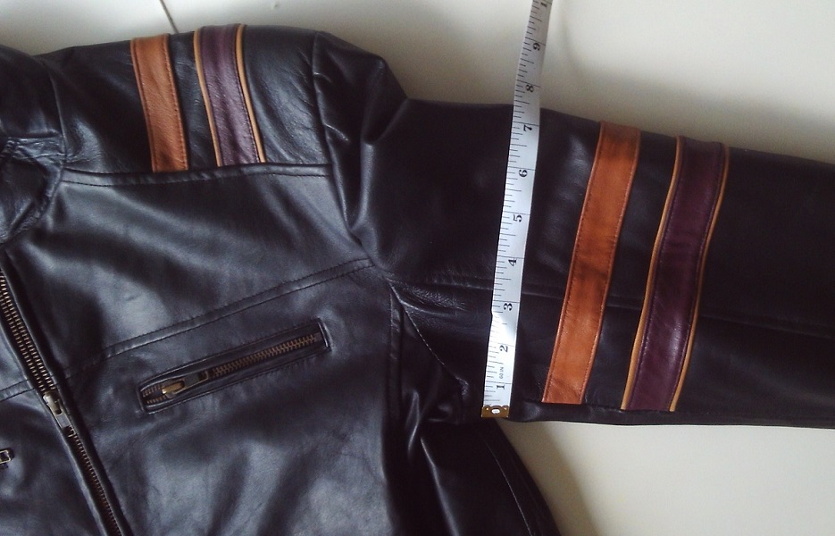 Black Tan and Brown Stripes Genuine Leather Jacket Small Medium Size