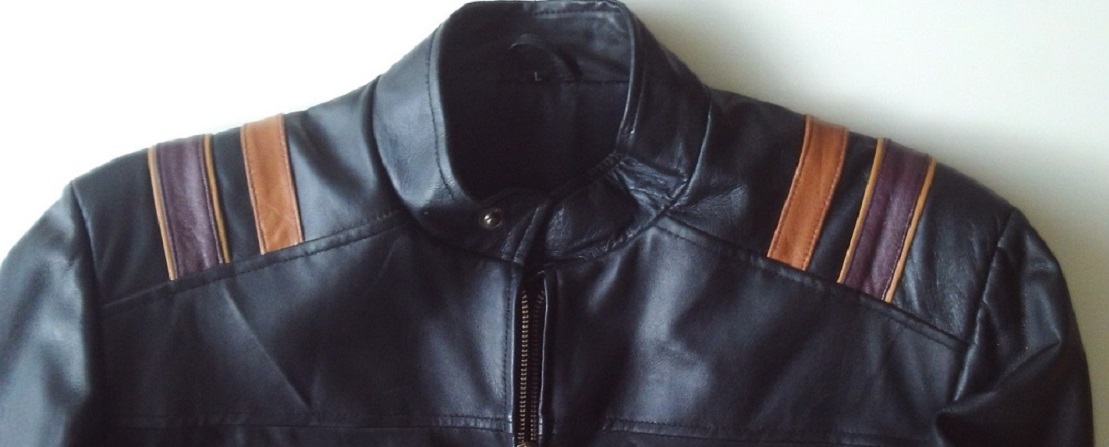 Black Tan and Brown Stripes Genuine Leather Jacket Small Medium Size
